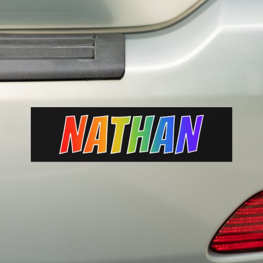 Vorname "NATHAN": Spaß-Regenbogen-Farbton Autoaufkleber (Auf Auto)