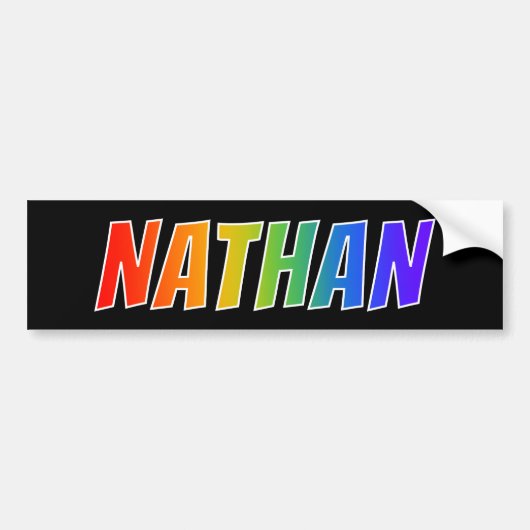 Vorname "NATHAN": Spaß-Regenbogen-Farbton Autoaufkleber (Vorne)