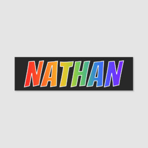 Vorname "NATHAN": Spaß-Regenbogen-Farbton Namensschild