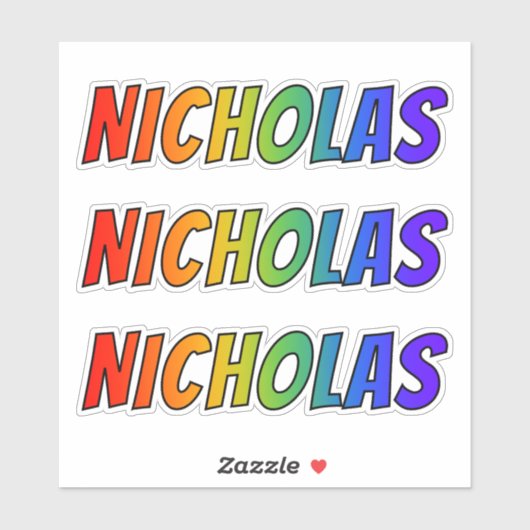 Vorname "NICHOLAS" mit// Fun Rainbow Coloring Aufkleber (Blatt)