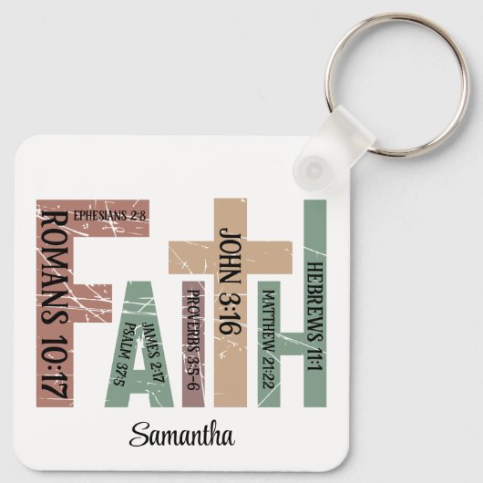 Vorname Niedliche Farbige Bibelversen Typografie Schlüsselanhänger (Rückseite)