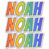 Vorname "NOAH" mit/ Fun Rainbow Coloring Aufkleber (Vorderseite)