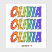 Vorname "OLIVIA" mit/ Fun Rainbow Coloring Aufkleber (Blatt)