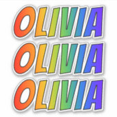 Vorname "OLIVIA" mit/ Fun Rainbow Coloring Aufkleber (Vorderseite)