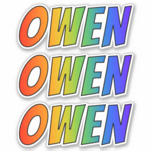 Vorname "OWEN" mit Spaß-Regenbogen-Farbton Aufkleber