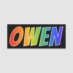 Vorname "OWEN": Spaß-Regenbogen-Farbton Namensschild