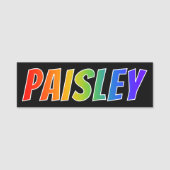 Vorname "PAISLEY": Spaß-Regenbogen-Farbton Namensschild (Vorderseite)