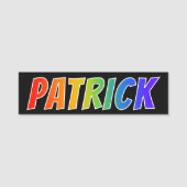 Vorname "PATRICK": Spaß-Regenbogen-Farbton Namensschild (Vorderseite)