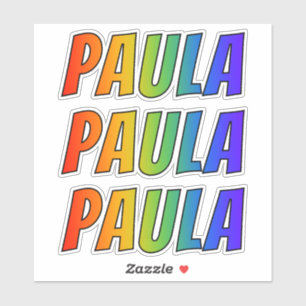 Vorname "PAULA" mit Spaß-Regenbogen-Farbton Aufkleber