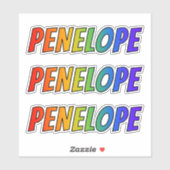 Vorname "PENELOPE" mit/ Fun Rainbow Coloring Aufkleber (Blatt)