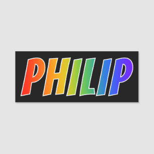 Vorname "PHILIP": Spaß-Regenbogen-Farbton Namensschild