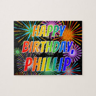Vorname "PHILLIP", Spaß "GLÜCKLICHER BIRTHTAG" Puzzle