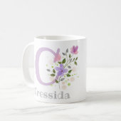 Vorname Plus Name Cressida mit Blume Kaffeetasse (Vorderseite Links)