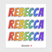 Vorname "REBECCA" mit/ Fun Rainbow Coloring Aufkleber (Blatt)