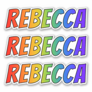 Vorname "REBECCA" mit/ Fun Rainbow Coloring Aufkleber