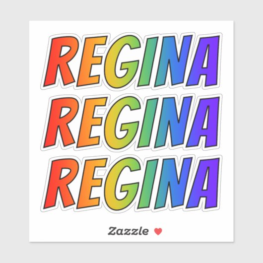 Vorname "REGINA" mit/ Fun Rainbow Coloring Aufkleber (Blatt)