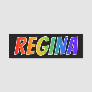 Vorname "REGINA": Spaß-Regenbogen-Farbton Namensschild