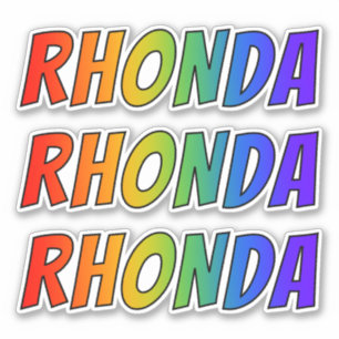 Vorname "RHONDA" mit Spaß-Regenbogen-Farbton Aufkleber