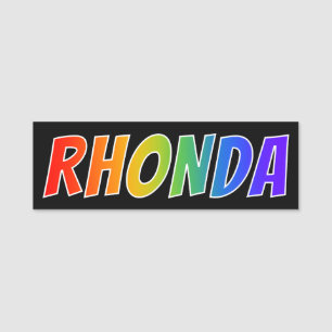 Vorname "RHONDA": Spaß-Regenbogen-Farbton Namensschild