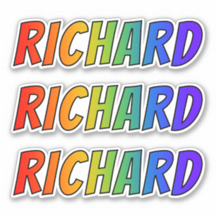 Vorname "RICHARD" mit Spaß-Regenbogen-Farbton Aufkleber