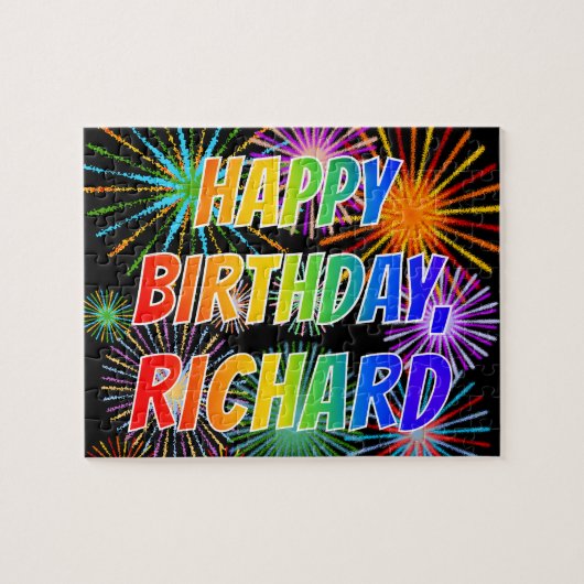 Vorname "RICHARD", Spaß "GLÜCKLICHER GEBURTSTAG" Puzzle (Horizontal)