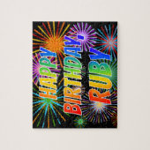 Vorname "RUBY", Fun "GLÜCK BIRTHTAG" Puzzle (Vertikal)