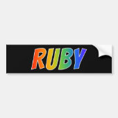 Vorname "RUBY": Fun Rainbow Coloring Autoaufkleber (Vorne)