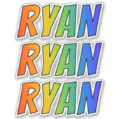Vorname "RYAN" mit/ Fun Rainbow Coloring Aufkleber (Vorderseite)
