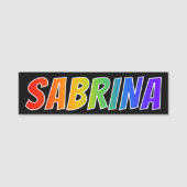 Vorname "SABRINA": Spaß-Regenbogen-Farbton Namensschild (Vorderseite)