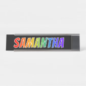 Vorname "SAMANTHA": Fun-Regenbogenfarben Schreibtischnamensplakette (Vorderseite )