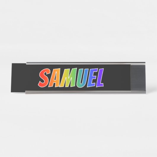 Vorname "SAMUEL": Fun Rainbow Coloring Schreibtischnamensplakette (Vorderseite )