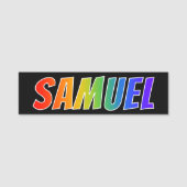 Vorname "SAMUEL": Spaß-Regenbogen-Farbton Namensschild (Vorderseite)