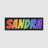 Vorname "SANDRA": Spaß-Regenbogen-Farbton Namensschild (Vorderseite)