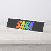 Vorname "SARA": Fun Rainbow Coloring Schreibtischnamensplakette (Vorderseite )
