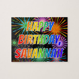 Vorname "SAVANNAH", Fun "HAPPY BIRTHDAY" Puzzle