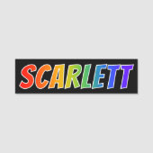 Vorname "SCARLETT": Spaß-Regenbogen-Farbton Namensschild (Vorderseite)