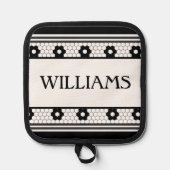 Vorname Schwarz-Weiß-Tile-Design Benutzerdefiniert Topflappen (Vorderseite)