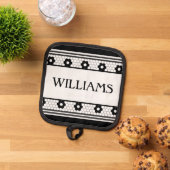 Vorname Schwarz-Weiß-Tile-Design Benutzerdefiniert Topflappen (Oben Unten)