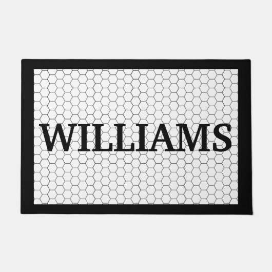 Vorname Schwarz-Weiß-Tile-Design Fußmatte (Vorderseite)