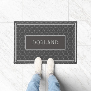 Vorname Schwarz-Weiß-Tile-Design Fußmatte