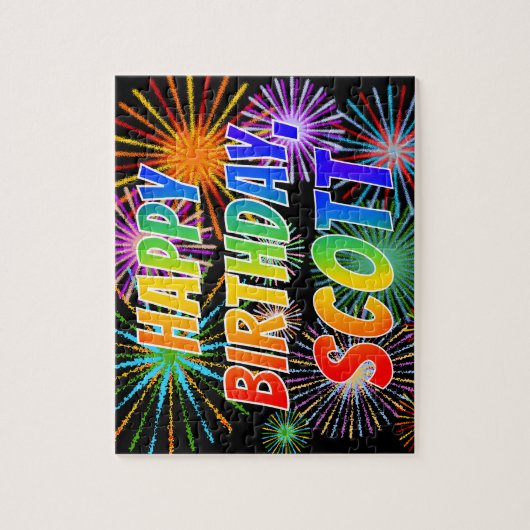 Vorname "SCOTT", Fun "HAPPY BIRTHDAY" Puzzle (Vertikal)