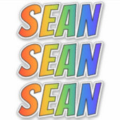 Vorname "SEAN" mit/ Fun Rainbow Coloring Aufkleber (Vorderseite)