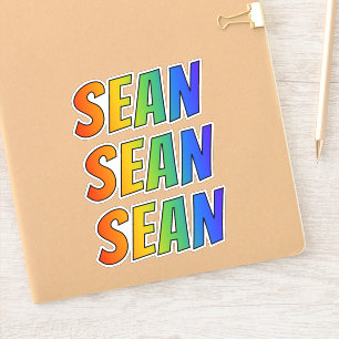 Vorname "SEAN" mit Spaß-Regenbogen-Farbton Aufkleber