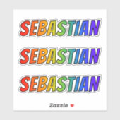Vorname "SEBASTIAN" mit/ Fun Rainbow Coloring Aufkleber (Blatt)