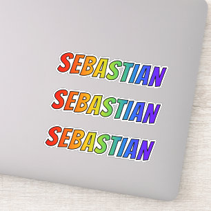 Vorname "SEBASTIAN" mit Spaß-Regenbogen-Farbton Aufkleber