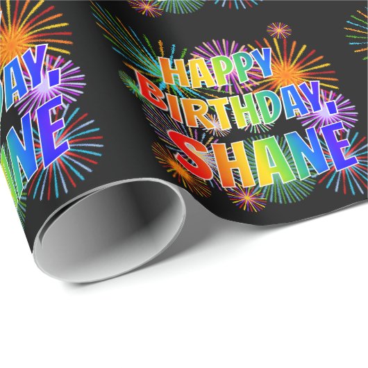 Vorname "SHANE", Fun "HAPPY BIRTHDAY" Geschenkpapier (Rolleneckpunkt)