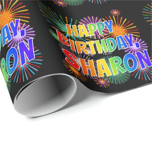 Vorname "SHARON", Fun "HAPPY BIRTHDAY" Geschenkpapier (Rolleneckpunkt)