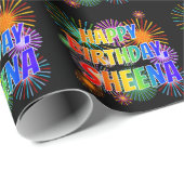 Vorname "SHEENA", Fun "HAPPY BIRTHDAY" Geschenkpapier (Rolleneckpunkt)
