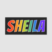 Vorname "SHEILA": Spaß-Regenbogen-Farbton Namensschild (Vorderseite)