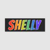 Vorname "SHELLY": Spaß-Regenbogen-Farbton Namensschild (Vorderseite)